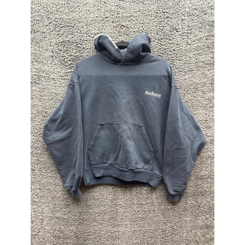 Madhappy Classics Fleece Relaxed Fit Pullover Hoodie Navy Blue Unisex Size XS
